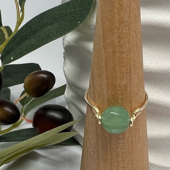 Aventurine Gemstone 14K GF or Sterling Silver Ring Soft Green - Picture 3 of 14